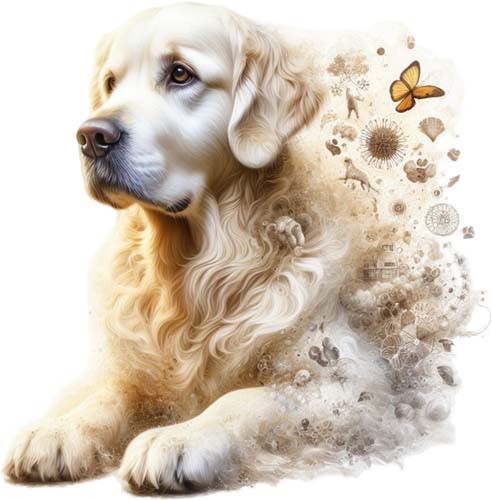 Watercolour golden retriever - watercolour,